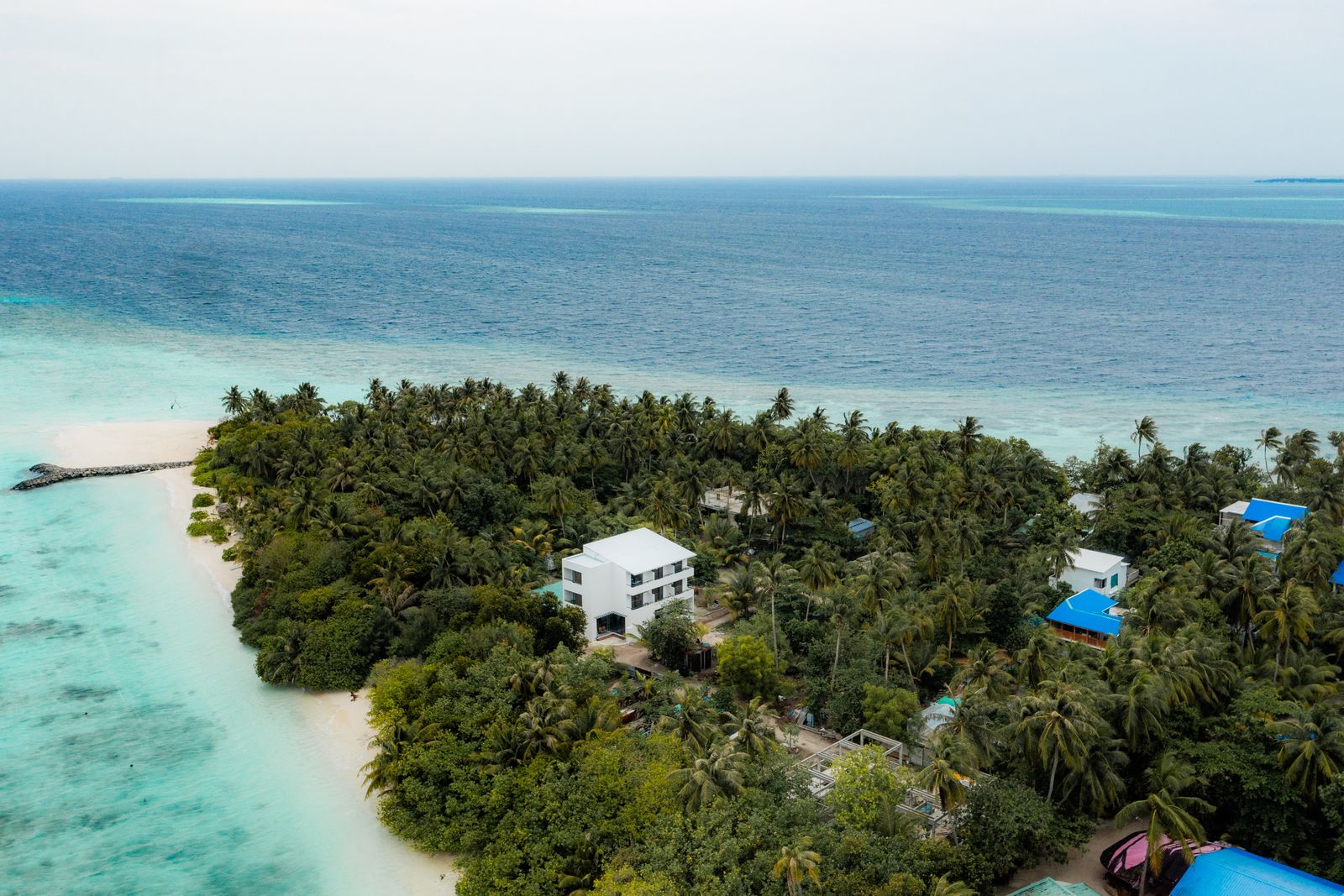 Kashiveli set in the palms above the reef and open ocean