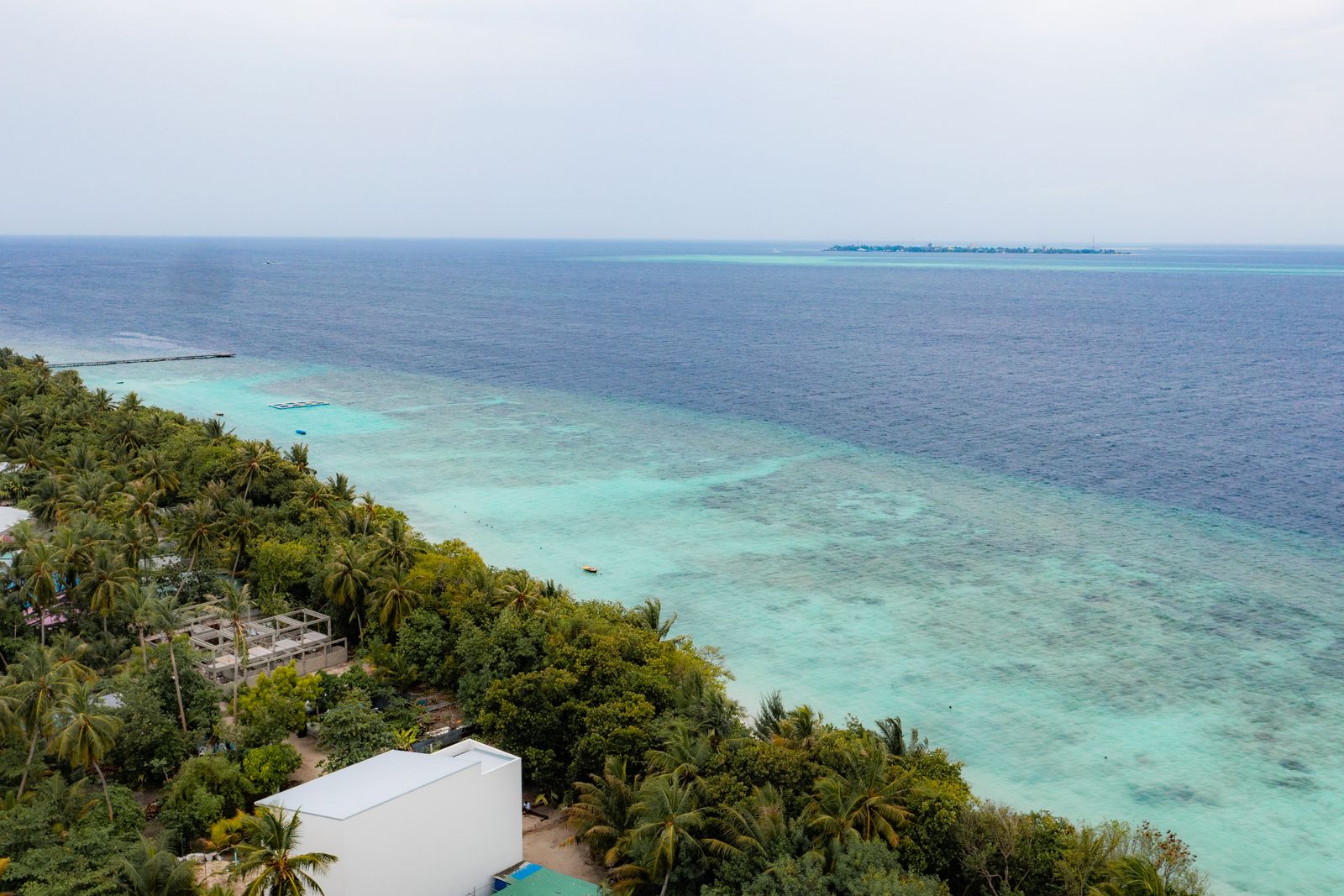 The house reef running the length of Omadhoo's eastern shore