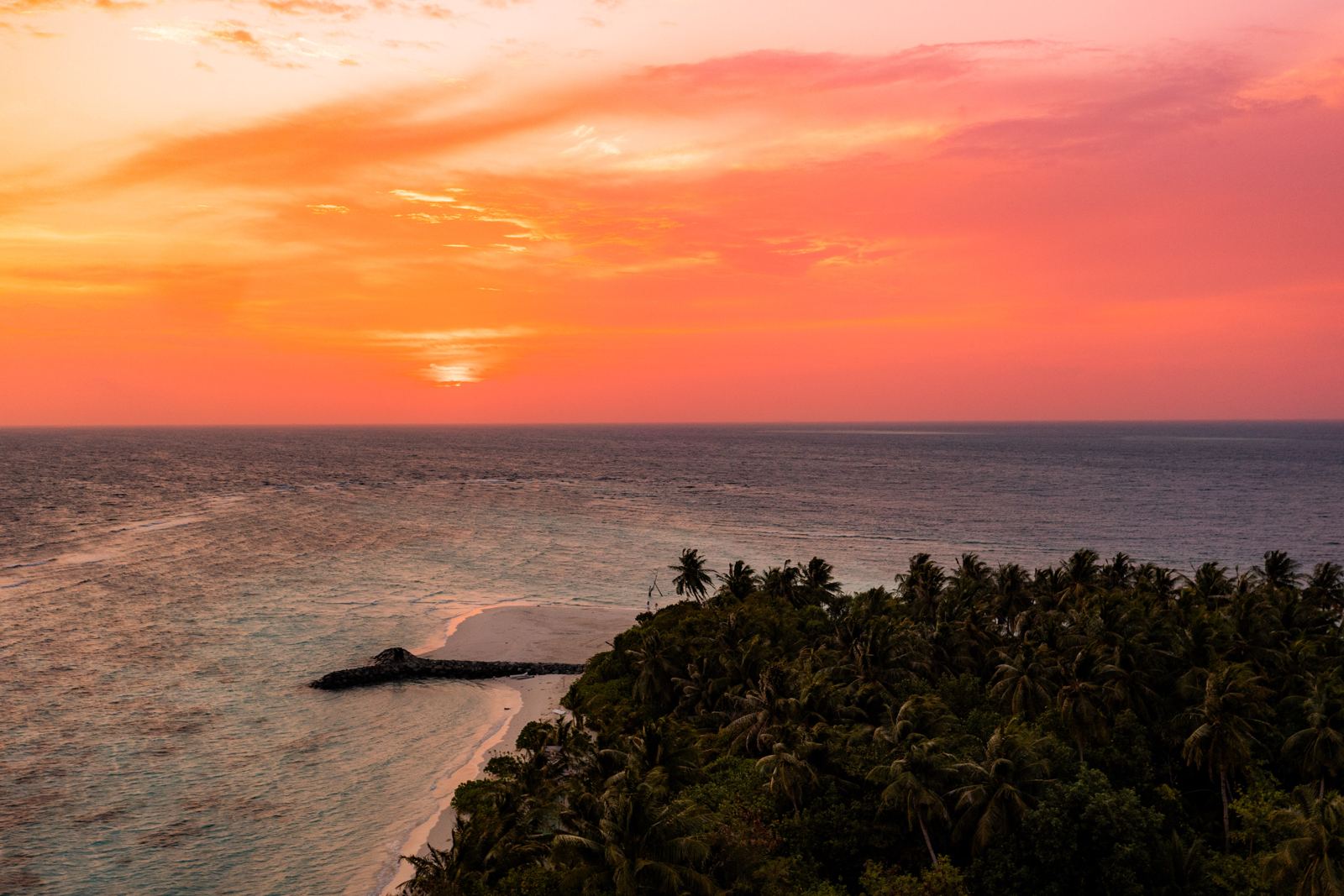 Fiery sunset over the reef